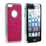 Wholesale iPhone 5  5S Glitter Diamond Chrome Case (Hot Pink)